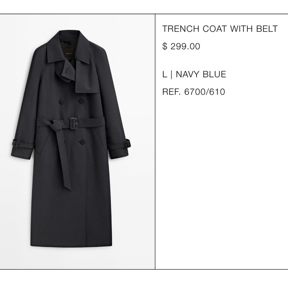 Massimo Dutti navy trench coat - Picture 3 of 8